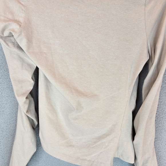 Anne Isabella Beige Asymmetrical Womens Shirt Sz S Button Front Long Sleeve - Picture 14 of 15